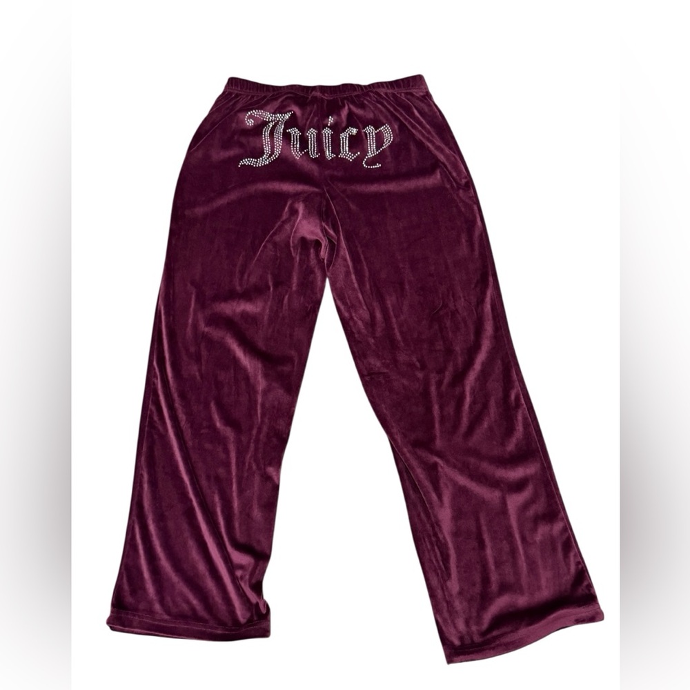 Juicy Couture Girls Plum Velour Pajama Set with Rhinestone Logo - Picture 5 of 8